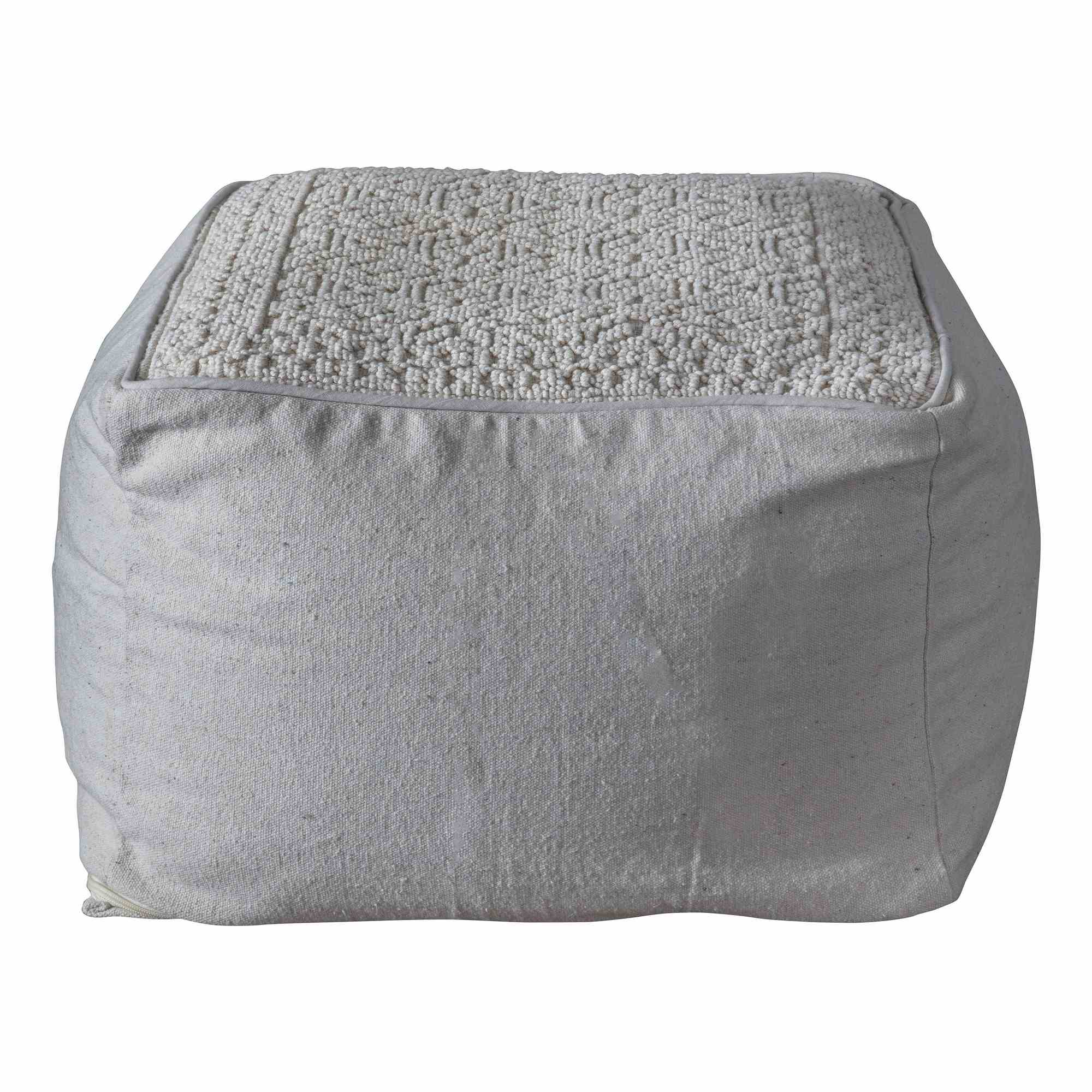 Toulon Pouffe Footstool In Natural Beige By Luxe Tapi